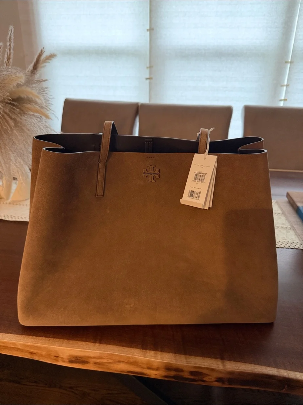LIMITED EDITION - Tory Burch Suede Tote in Taupe Brown